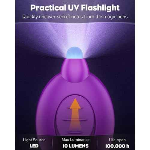 Uniclife 3 Pcs Invisible Ink Pen with 3 Pcs UV LED Keychain Flashlight, Spy Pen, Disappearing Ink Magic Pen for Secret Notes, Magic Spy Marker with Purple Light for Christmas Halloween Holiday Present
