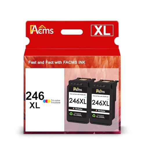 CL-246XL Color Ink Cartridge Remanufactured for Canon 246XL 246 CL-246 Color Ink for PIXMA Pixma MX490 MX492 TS3100 TS3122 TS3300 TS3322 TS3320 MG2522 TR4520 TR4522 TR4500 Printer (2 Tri-Color)