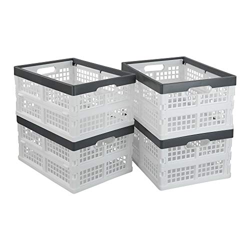 Teyyvn 4-Pack Collapsible Milk Crates, 15L Plastic Stackable Storage Bins Utility Folding Baskets