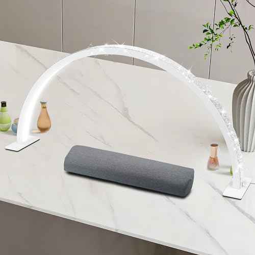 29in Half Moon Light for Nail Desk, 2700K-5600K, Tattoo Lighting Lamp, Nail Desk Lamp, Eyelash Light, Salon&Home, White(Crystal Diamond)