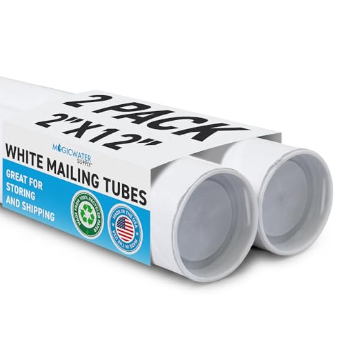 MagicWater Supply 2 Pack White Mailing Tubes 2x12in Protect & Ship Safely