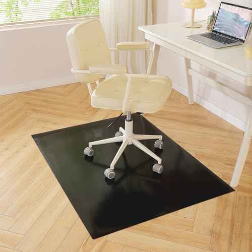 Black Office Chair Mat for Hardwood Floor, 30 x 48 Inch Computer Desk Chair Mat, Plastic Floor Protectors for Chairs, Heavy Duty Wood Tile Floor Mats for Home Laundry Dining Area