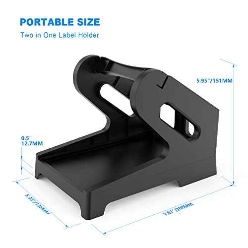 Thermal Label Holder for Rolls and Fan-Fold Labels, Sticker Roll Holder Work with Desktop Label Printer, Label Stand Shipping Supplies for Home Office(Black)