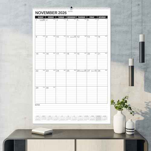 OuMuaMua Extra Large Wall Calendar 2026, 30" X 20" Vertical Jumbo Wall Calendar 2026-2027,18-Month Hanging Planner Wall From 2026 Jan - 2027 Jun with Spiral Bound For School Home Office Organizing