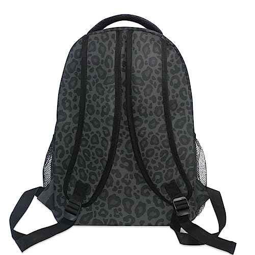 Black Leopard Backpack Animal Skin Print Bookbag Daypack Travel Hiking Camping School Laptop Bag