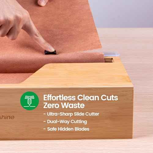 18 Inch Butcher Paper Dispenser with Cutter | Heavy-Duty Holder for Plastic Wrap, Foil, Freezer Paper & Kraft Rolls | Wall/Tabletop Bamboo Organizer | Kitchen, Crafting, Commercial Use