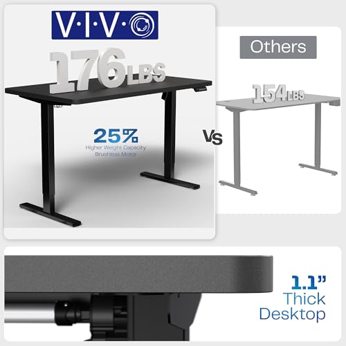 VIVO Electric 60 x 24 in Standing Desk, Memory Height Adjustment, 1B Series, One-Piece Black Top, Black Frame, DESK-KIT-1B6B