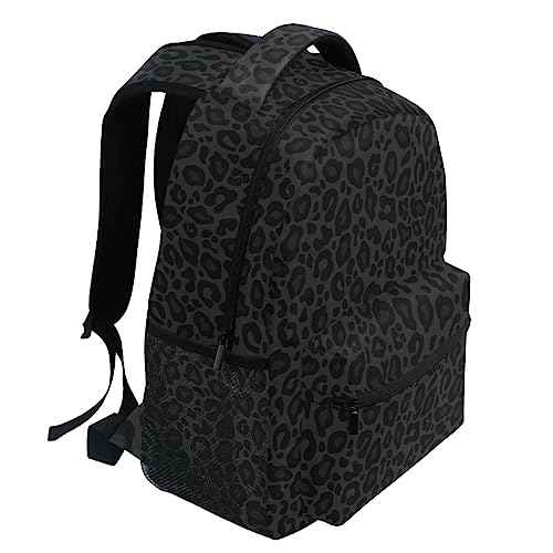 Black Leopard Backpack Animal Skin Print Bookbag Daypack Travel Hiking Camping School Laptop Bag