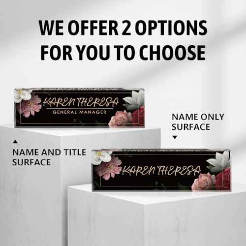 Custom Office Name Plate, Personalized Gifts for Women & Men, Appreciation Gifts for Employees, Boss, Teacher - Office Desk Accessory (Hibiscus Flower)