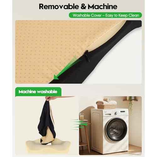 Ergonomic Office Chair Cushion ? Gel Memory Foam Seat Pad with Non-Slip Cover, Pressure Relief for Long Sitting, Back Pain, Tailbone Support (Black)