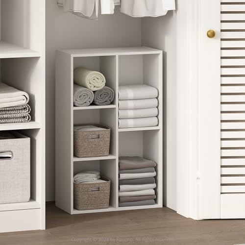 Furinno Reed White 5-Cube Reversible Closet Organizer Shelves