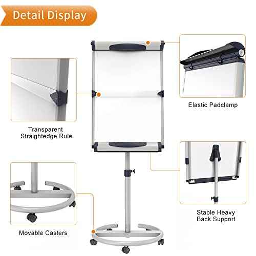 VIZ-PRO Dolphin Magnetic Mobile Whiteboard/Flipchart Easel, 28 X 40 Inches