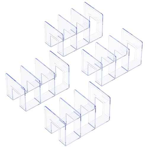 YAGELI Clear Acrylic Purse/Handbag Organizer - 3 Sections Divider for Closet Storage - Sturdy Organizer Rack for Purses, Handbags, and Clutches (4Pack-3Sections)