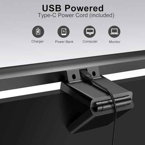 Monitor Light Bar with Remote Control, Eye-Care Computer Monitor Lamp Dimmable Screen Light Bar, No Screen Glare Home Office Gaming Desk Lamp