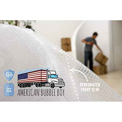 4 large rolls of Bubble Wrap total 700 feet, small bubble wrap 3/16 cushioning, 700 ft, heavy duty, perforated Every 12" Made in the USA by American Bubble Boy, bulk bubble wrap for moving, shipping