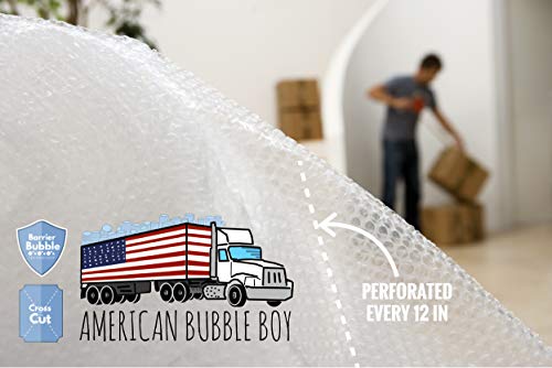American Bubble Boy 700' Bubble Wrap - Heavy Duty Small Bubbles 3/16, Perforated Every 12", Bulk Packing for Moving & Shipping - Includes 4 Rolls