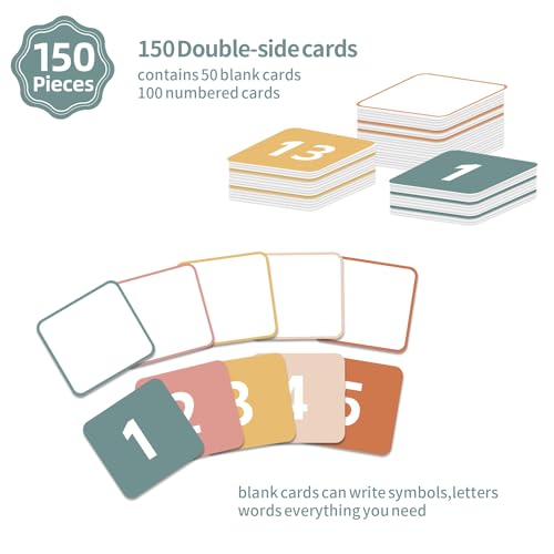 Hundred Pocket Chart with 100 Pockets and 150 Pieces Boho Double-Sided Number Cards,Number 1-100 Pocket Chart for Kids Classroom Home Counting and Organizer (Black-100 Pockets)