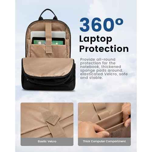 LOVEVOOK Laptop Backpack for Women, 17.3 Inch Business Backpack Purse, Large Capacity Casual Daypack, Work Computer Backpack, Travel Backpack for College, Black