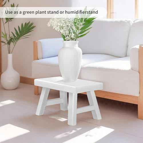 Wooden Step Stool for Adults 11.8" L x 7" W x 6.9" H Handcrafted Solid Wood Stool with Chamfered Edges, Multi-Usage Stool, Wooden Step Stool with Anti-Slip Caps - Durable and Sturdy (Natural Wood)