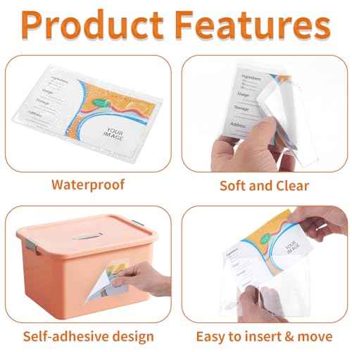 44 Pack Clear Adhesive Pockets, Labels Holder for Storage Bins, Index Card Holder 3x5 Inch, Plastic Tote Labels for Classroom Organization Bins Box Drawer