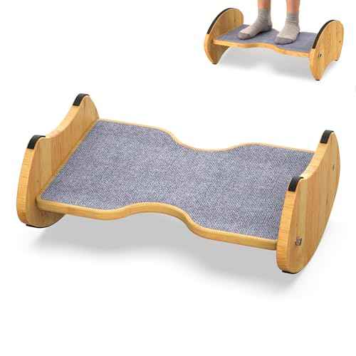Bamboo Foot Rest for Under Desk - Fovima 2-in-1 Adjustable & Reversible Ergonomic Footstool, Permanent Dual-Sided Cushion, Tool-Free Height & Angle Adjustment