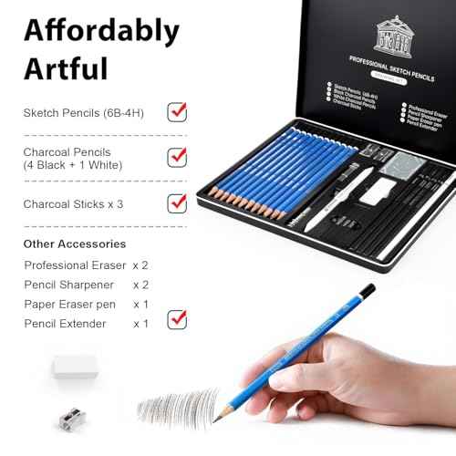 Sketch Pencils for Kids and Adults Drawing, 26-Piece Profession Sketching Pencils, Drawing Pencil for Artists Beginner Sketching, Art Graphite Pencil 6B to 4H