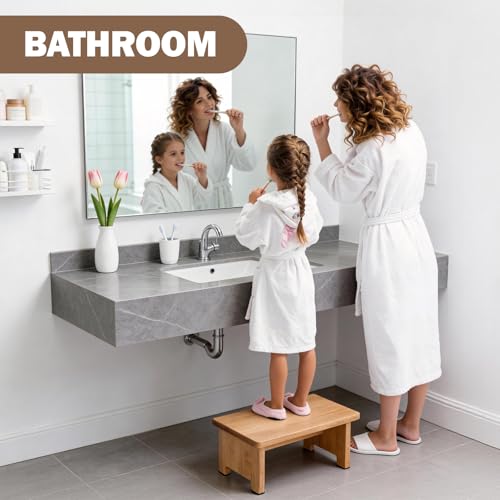 Solid Wood Step Stool 6-Inch Anti-Slip One-Step Stool for Adults