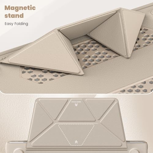 Batianda Premium PU Leather Case for New M4 MacBook Pro 16 inch 2024 2023 2021 M3 M2 M1 Pro/Max Chip Business Elegant Protective Cover with Foldable Stand, Full Protection with Anti-Slip Pads, Khaki