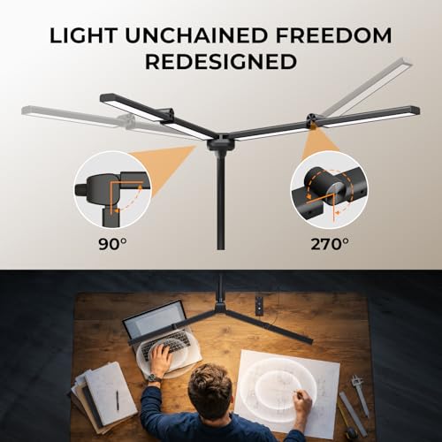 Black Adjustable LED Desk Lamp with Clamp - Home Office Swing Arm Light