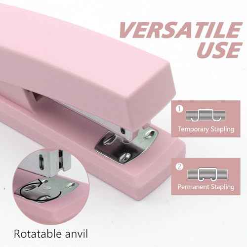 Pink Office Stapler, 25 Sheet Capacity with 2000 Staples and Staple Remover, Desktop Stapler,Pink Office Supplies for Students and Office Clerks