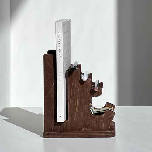 Pen Tray, Masking Tape Dispenser Holder with Note Storage, Walnut Wood (Walnut)