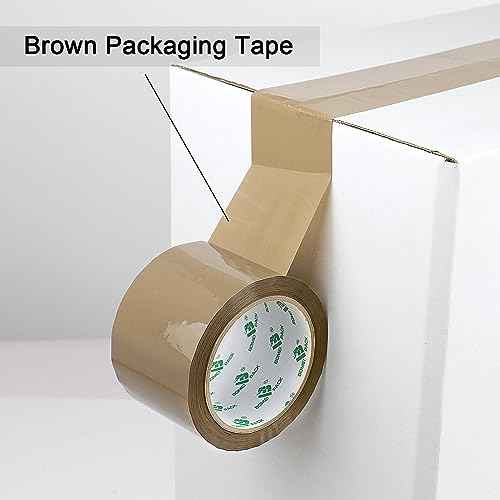 BOMEI PACK 3 inch Brown Packing Tape, 6 Refills Rolls Wide Packaging Tape for Moving, Shipping and Storage, 2.4 Mil x 60 Yards
