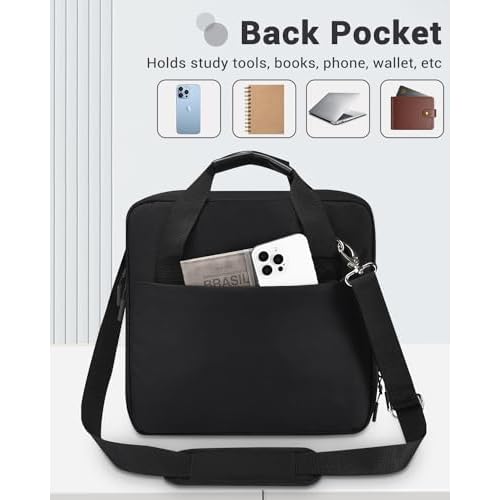 3 Inch Zipper Binder 3 Ring with Sturdy Shoulder Strap & Multi-Pocket, Binder with Zipper Holds Up to 700 Sheets for Office School, Compatible with 13¡± MacBook Laptop ipad(Black)