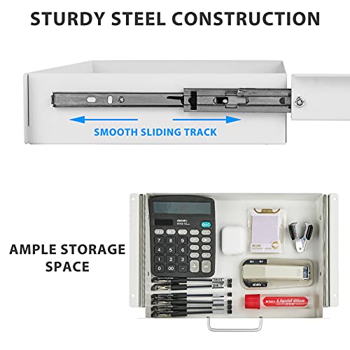 Gome Under Desk Pull-Out Drawer - Storage Organizer Office Mounted, Easy Slide-Out Pencil Drawer for Saving Space, Desk Storage Ideal for Sit-Stand Workstation (Without support bar under desk)