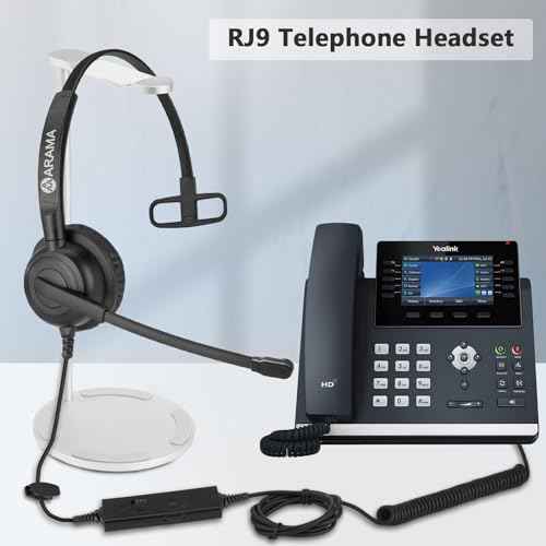 Arama Upgraded Yealink Phone Headset with Microphone Noise Cancelling, RJ9 Office Telephone Headsets Compatible with Yealink T20P T21P T26P T23G T46G T48G Avaya 1608 9608 9611 Grandstream (A600Y1)