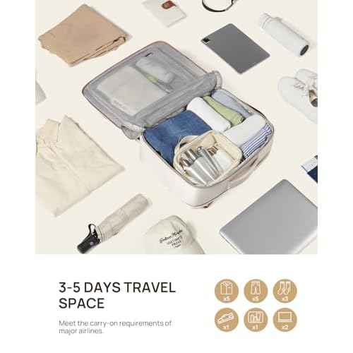 Telena Travel Backpack for Women, 15.6 inch Laptop Backpack TSA Carry on Backpack Personal Item Size Flight Approved Travel Bag Daypack with Multi-Pockets for Work, Travel, Business, Beige-Brown