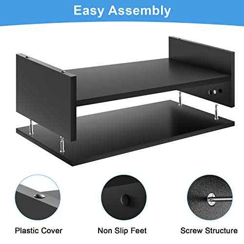 Marbrasse Monitor Stand Riser, 2 Pack 16.5 Inch 2 Tier Computer Monitor Stand, Printer Shelf Stand for Laptop Computer Screen Storagek,Desktop Stand with Phone Holder and Cable Management