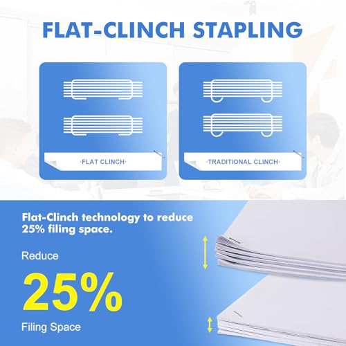 Churler Heavy Duty Electric Stapler - Automatic Flat-Clinch, 70 Sheet Capacity, 5500 Staples Included, 3 Binding Speeds