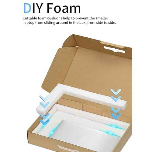 SOUNDANCE Laptop Box with Protection Foam, Handmade Laptop Sleevess, Cardboard Laptop Shipping Box, Secure Mailer Box for up to 17.3 Inches Notebook Computer