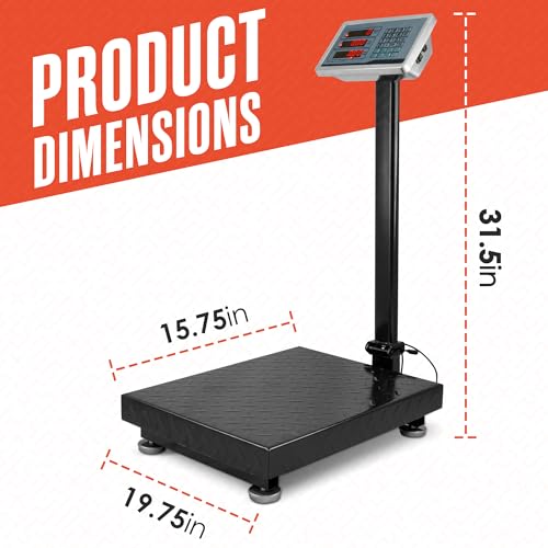 Houseables Black Industrial Shipping Scale 600 LB Capacity Foldable Platform