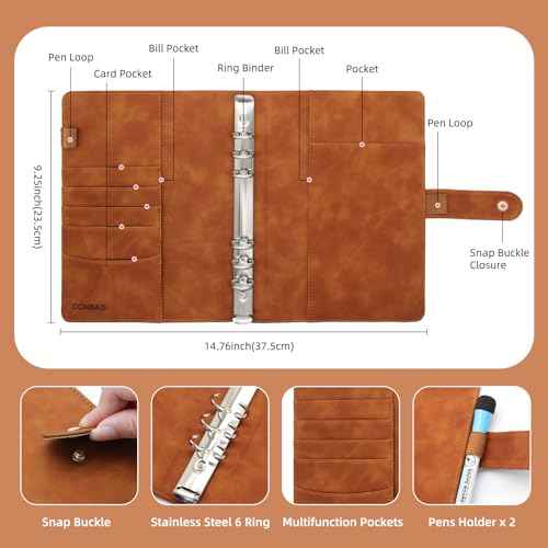 100 Envelopes Money Saving Challenge Binder, A5 Budget Binder with Envelopes and Challenge Tracker, Savings Challenges Planner Book to Save $500, $1000, $5050, $10000 (Brown)
