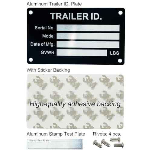 Trailer VIN ID Plate Data TAG Blank Model Identification VIN Serial Number, Model, Date of MFG and GVWR, Tailgating id Plate for Cargo Carriers Trucks Boats (5 PCS., Trailer ID., 3.74x2.16)