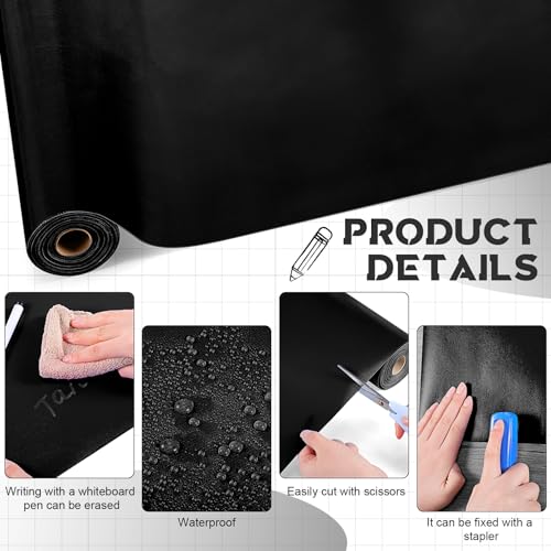 Hahafelt 16 Inch x 40 Ft Black Fabric Bulletin Board Roll - Classroom & Office Decor