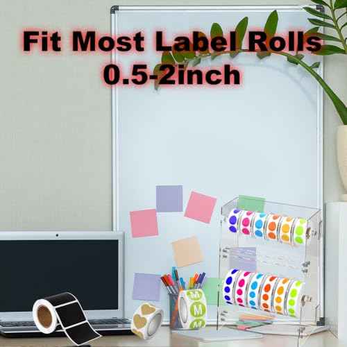 Double-Layer Acrylic Roll Sticker Dispenser - Adjustable Label Holder Tape Organizer for Office School Home Desktop Storage