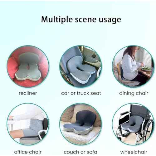 Back and Seat Cushion,Ergonomic Memory Foam L-Shaped Integrated Seat Cushions with Adjustable Strap,Ultra Breathable Non-Slip Design for Office Chair,Car,Wheelchair (Black)