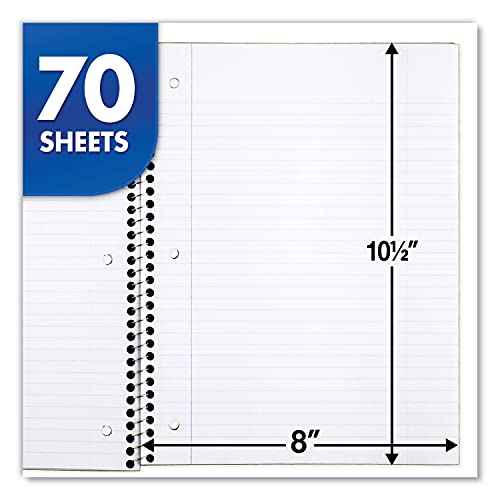 Mead Spiral Notebook, 6 Pack, 1 Subject, College Ruled Paper, 7-1/2" x 10-1/2", 70 Sheets per Notebook, Colors Will Vary (830062-ECM25)