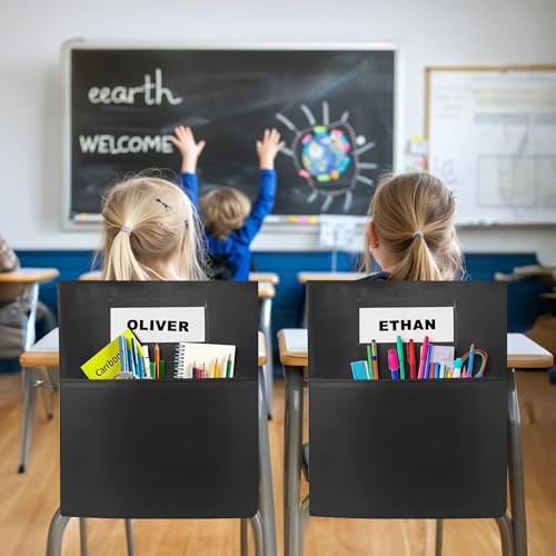 BingLzzr 24 Pack Black Classroom Chair Pockets 19.5x16.5 Inches School Storage