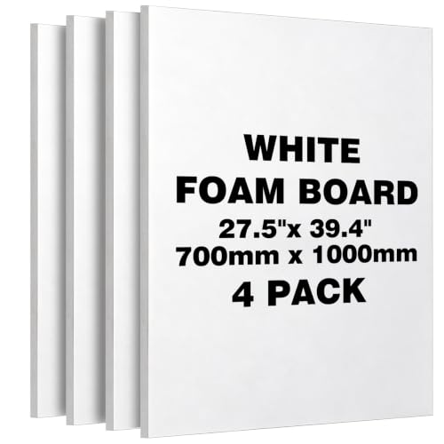 YJview 4 Pack White Foam Board 27.5 x 39.4 Inches - Double-Sided Acid-Free Sign & Display Boards