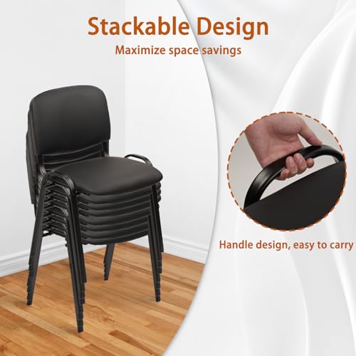 CLATINA 5-Pack Stackable PU Leather Waiting Room Chairs – Black