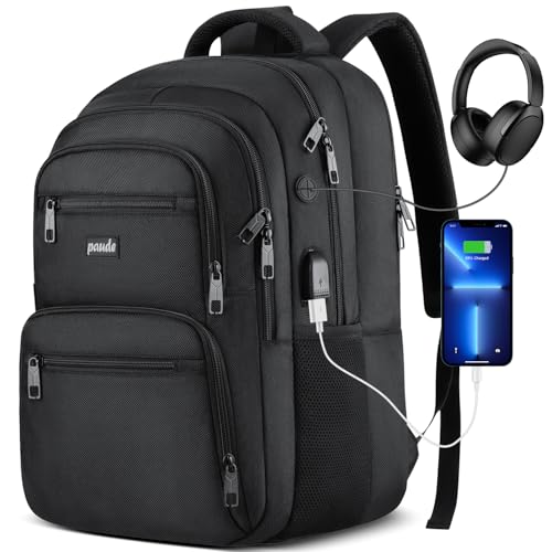 Paude Laptop Backpack, 17.3 Inch School Backpack Large Bookbag with USB for High School College Students Office Business,Waterproof